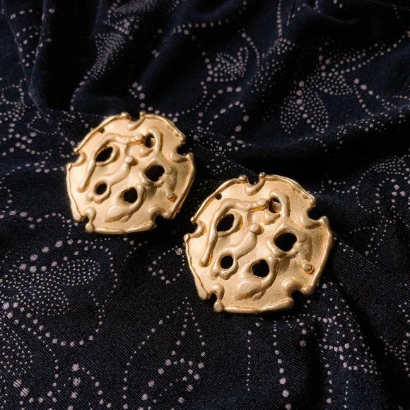 Vintage Spanish Made Gold Sun Clip-On Earrings - Picture 1 of 6